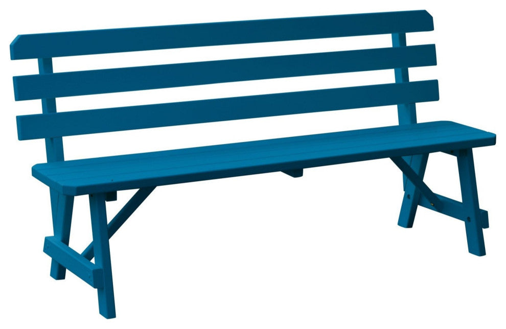 Pine Traditional Backed Bench, Caribbean Blue, 6 Foot