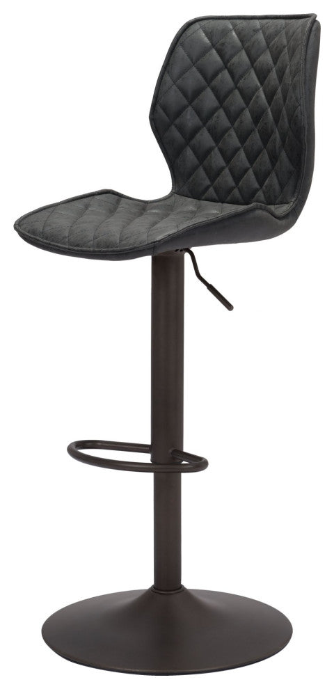 Bar Stool Chair Barstool, Faux Vinyl Leather, Steel, Vintage Black, Bronze