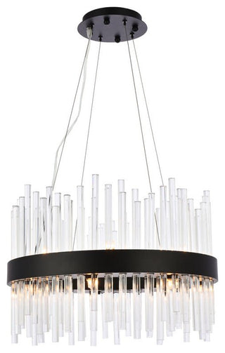 Elegant Lighting 3000D20 Dallas 14 Light 20"W Crystal Drum - Black