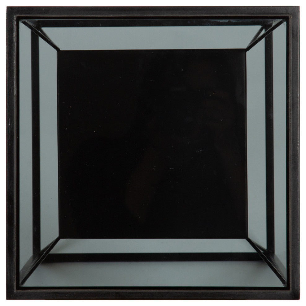 Knight Metal Glass Side Table, Black 12x12x24