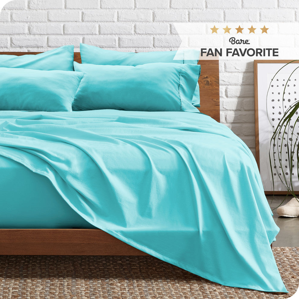 Bare Home 7-Piece Microfiber Sheet Set, Aqua, Split King