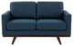 LeisureMod Chester Modern Leather Loveseat With Birch Wood Base, Navy Blue