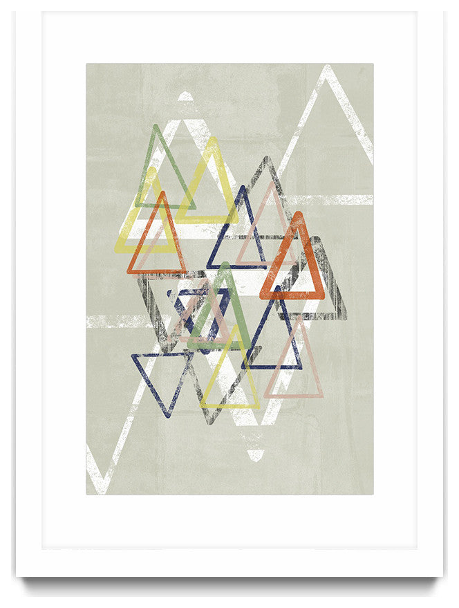 "Stamped Triangles II" Matted and Framed, 52" x 36"