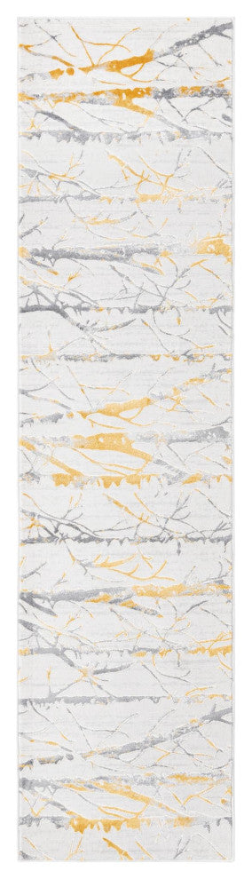 Unique Loom Anne Finsbury Rug, Yellow and Gray, 2'x8'