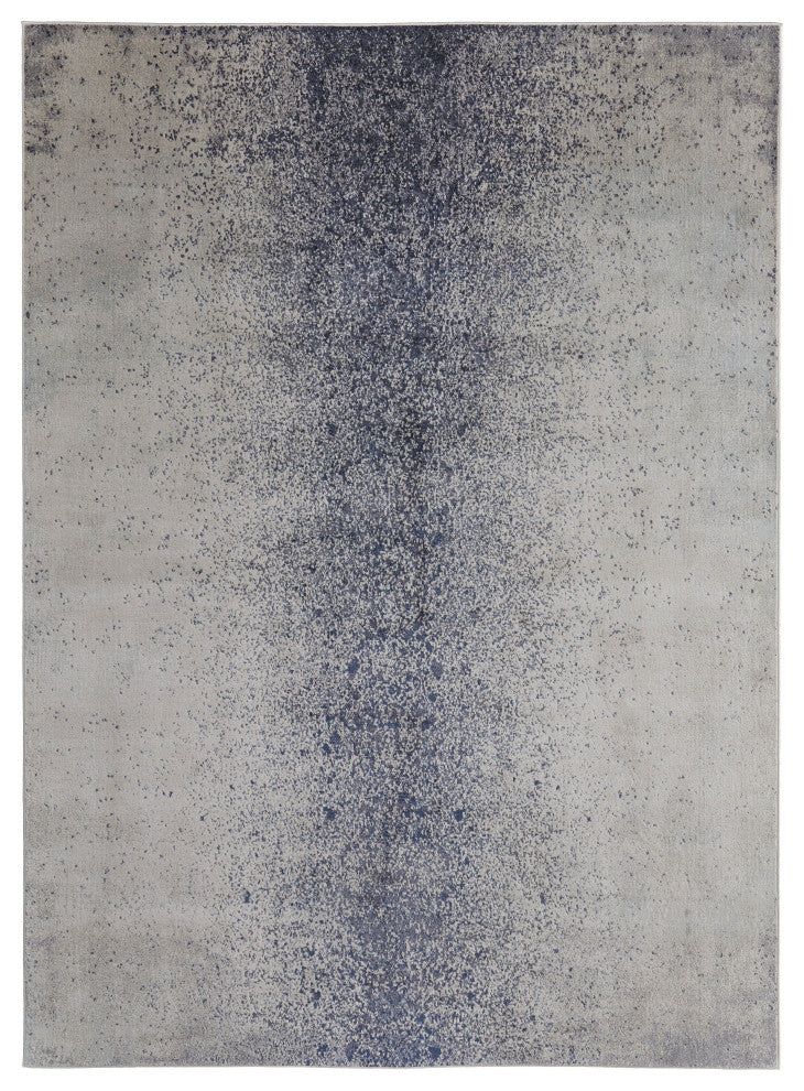 Oria Industrial Abstract Area Rug, Ivory/Blue, 8'x10'