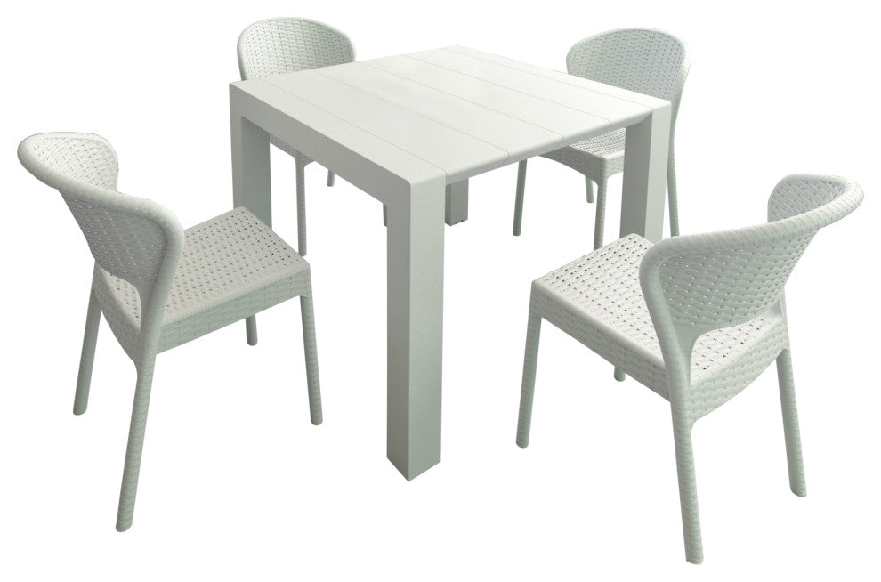 Compamia Daytona 5-Piece Extendable Dining Set, White