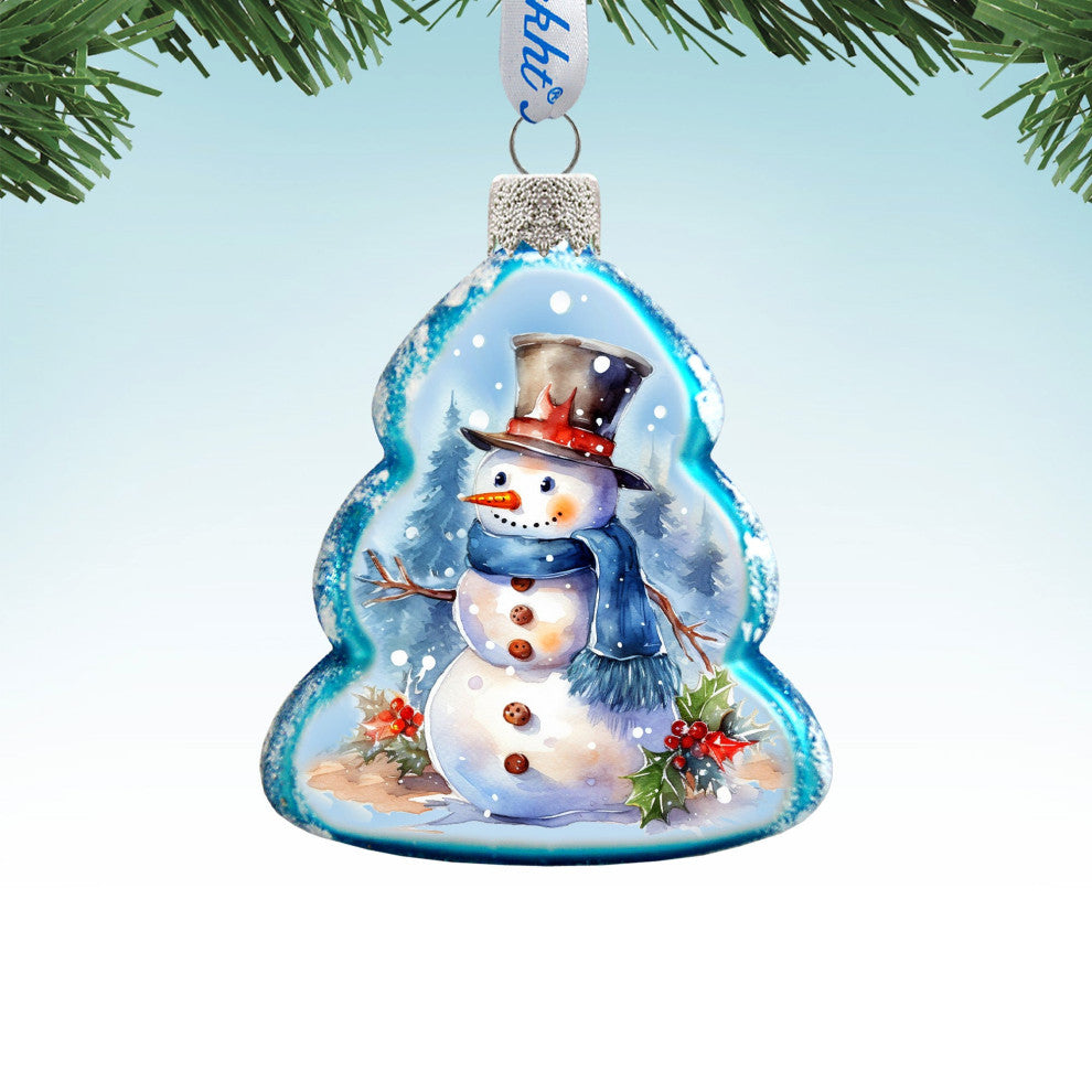 Cheerful Snowman Mercury Glass Ornaments
