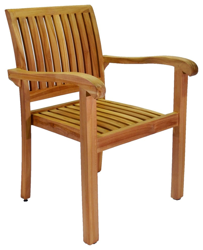 11 Piece Teak Dining Set, 122" Double Rectangle Table, 10 Nain Stacking Chairs