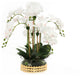 Real Touch Cream Orchid Arrangement in a Glass Gold Bowl