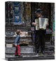 "The Busker And The Boy" Stretched Canvas Giclee by Vince Russell, 13x16"
