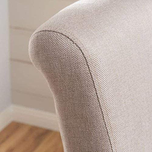 Contemporary Swivel Bar Stool, Dark Brown Birch Wood Legs & Wheat Polyester Seat