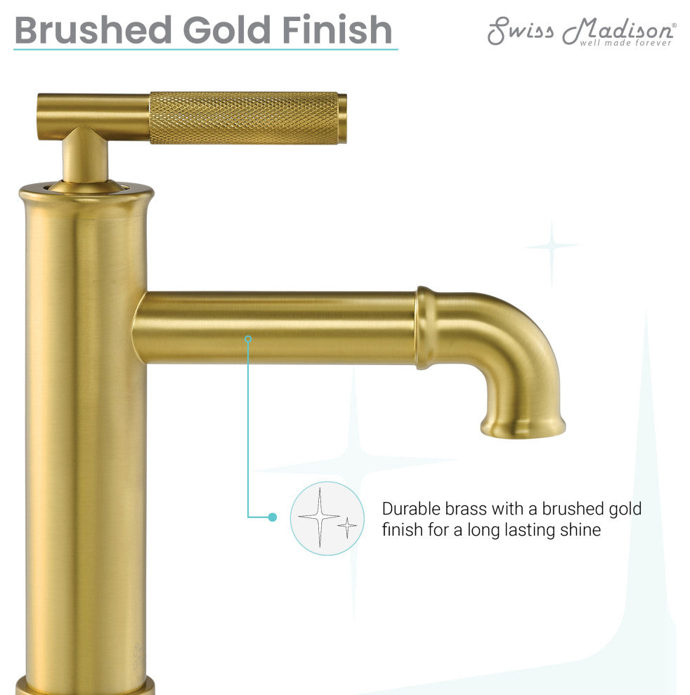 Avallon Single Hole, Single-Handle Sleek, Bathroom Faucet, Brushed Gold