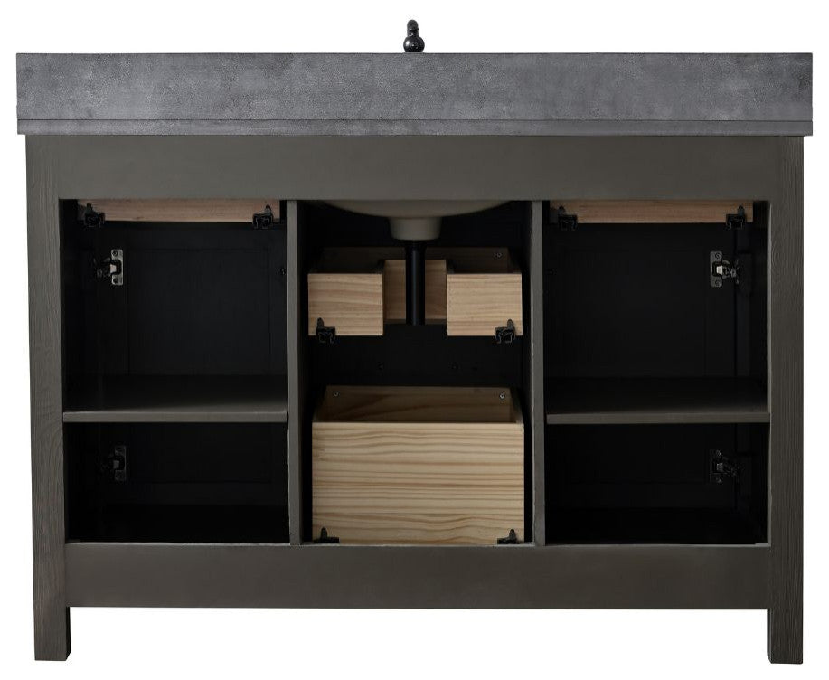 Jasper 48" Bathroom Vanity, Textured Gray, Blue Limestone