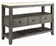 Farmhouse Sideboard, Marble Top With Storage Drawers & Open Shelves, White/Grey
