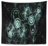 Blue on Black 3D Surreal Design Abstract Wall Tapestry, 92"x78"