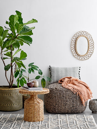 Oval Woven Bamboo Wall Mirror