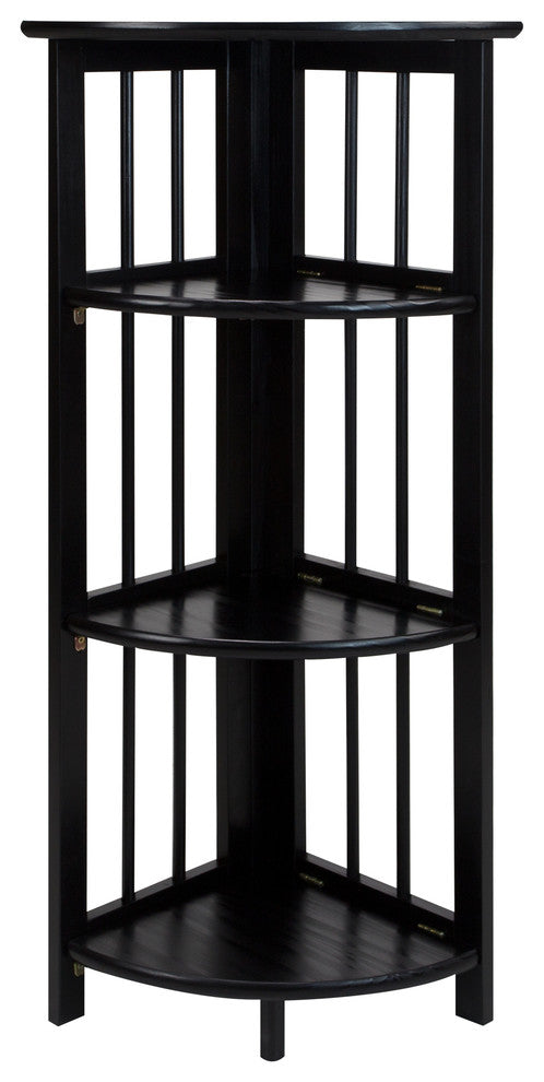 04-Shelf Corner Folding Bookcase-Black