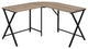 HomeRoots 55" Dark Taupe Top and Black Metal Corner Computer Desk