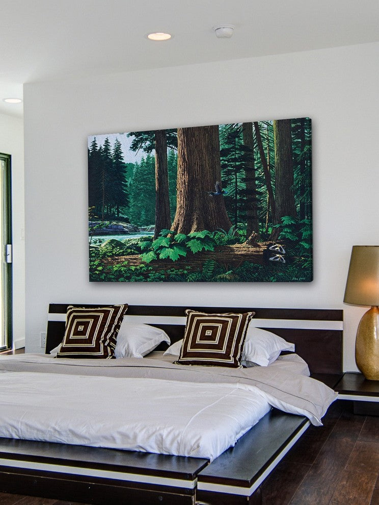 "Racoon Family" Painting Print on Wrapped Canvas
