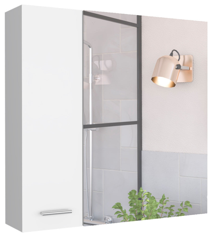DEPOT E-SHOP Harbor Med. Cabinet, Mirror, 4 Shelves, Single Door, White