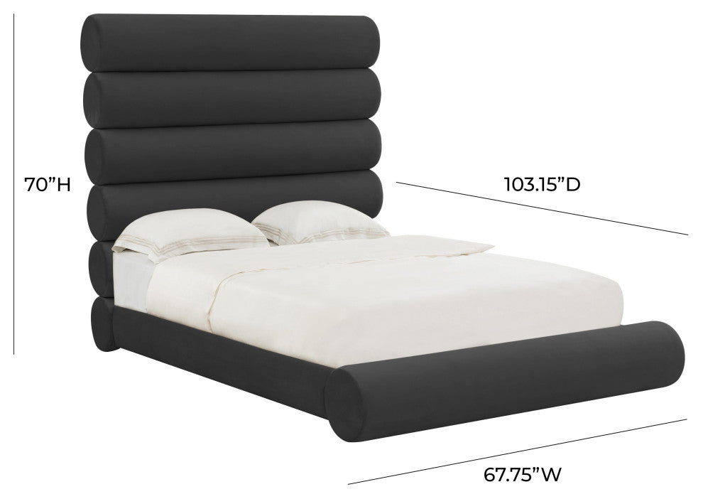 Durwin Black Velvet Bed in Queen