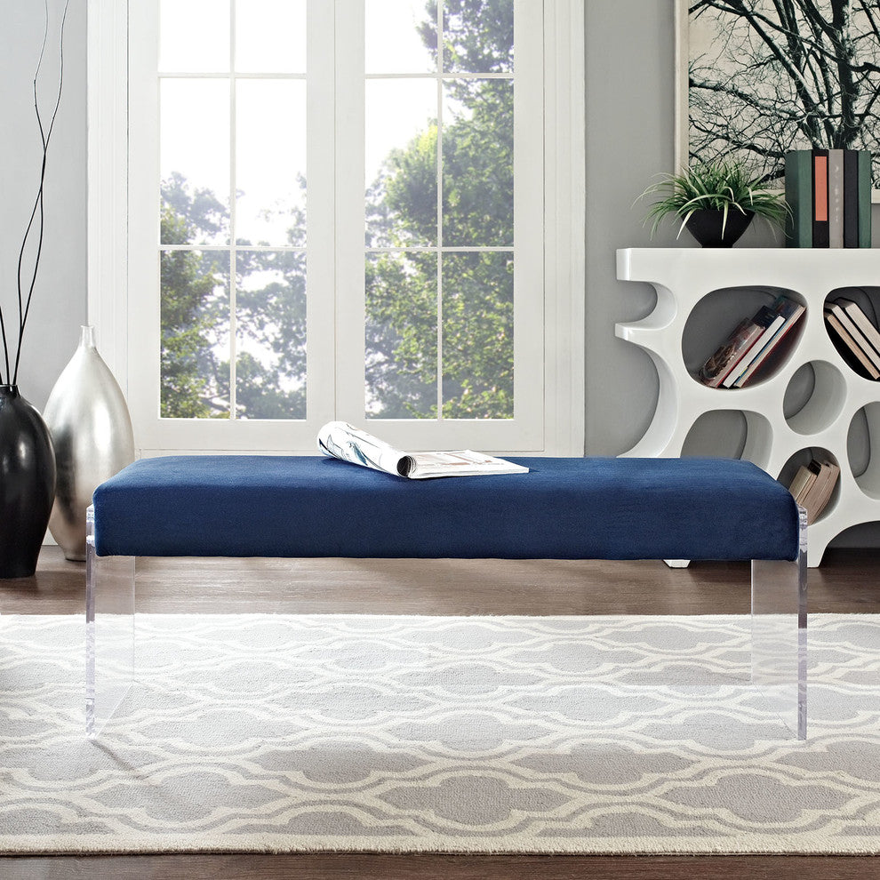 Roam Velvet Bench, Navy
