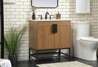 Home Living 19" Modern Walnut Brown-Light Bathroom Vanity