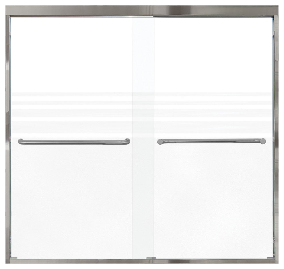 Frederick 59 in. W x 58 in. H Shower Door in Polished Chrome with Frosted Glass