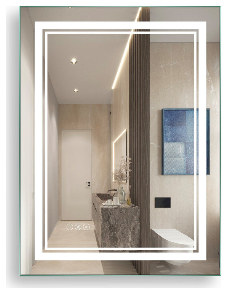 24" x 32" Rectangular Touch Switch Wall Mounted LED Bathroom Mirror
