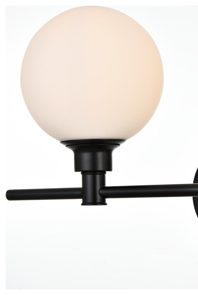 2 Light Black And Frosted White Bath Sconce
