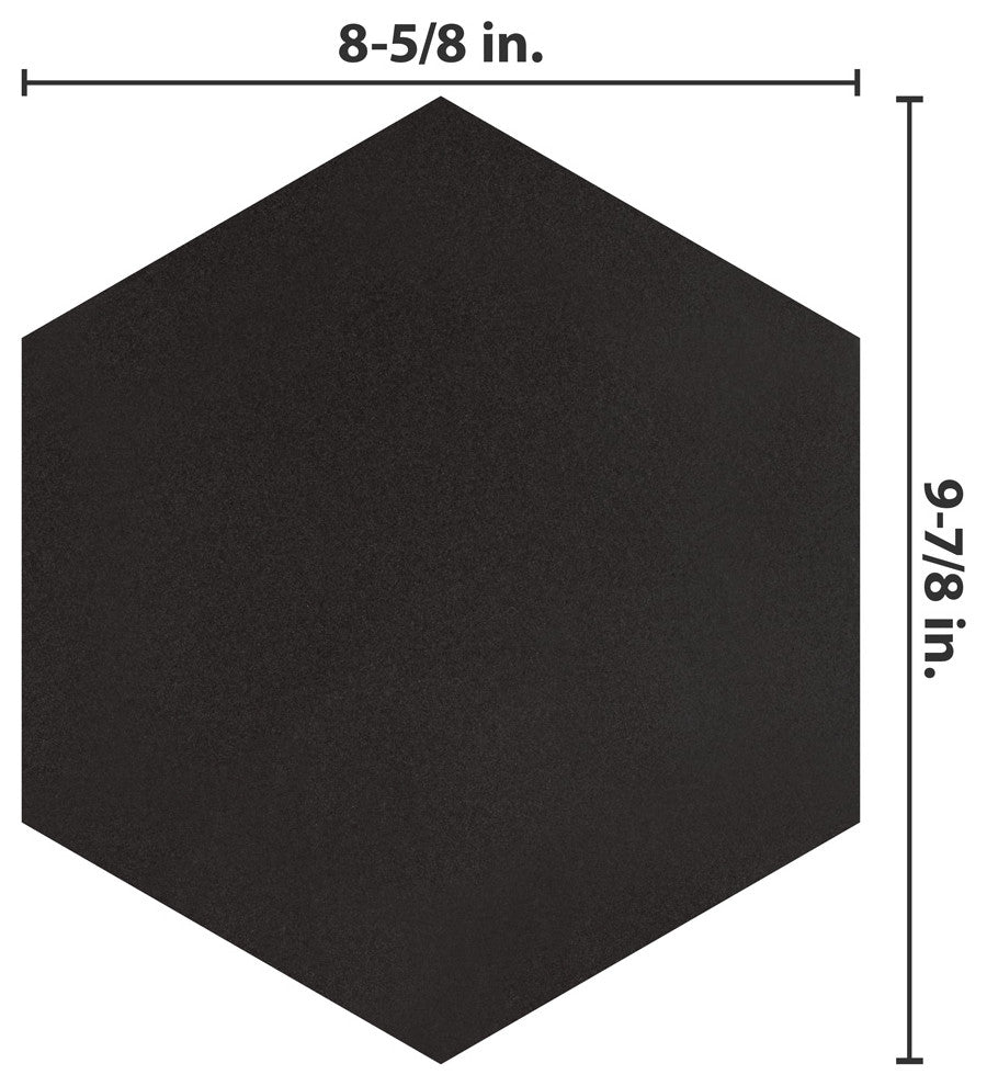 Textile Hex Porcelain Floor and Wall Tile, Black