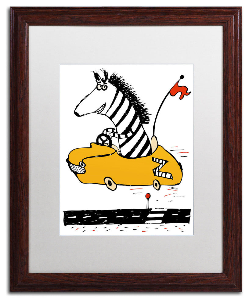 'Zippy Zebra' Matted Framed Canvas Art by Carla Martell