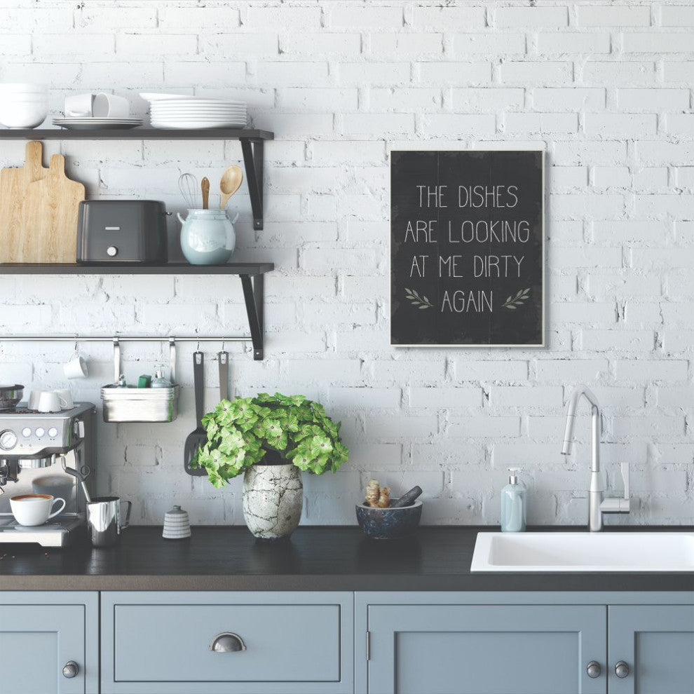 Stupell Industries Dishes Looking Dirty Funny Family Kitchen Word, 13 x 19