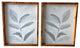 Set of Two Modern Blue Gray Leaves Framed Canvas Wall Art