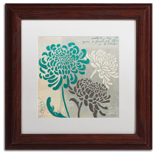 'Chrysanthemums I' Matted Framed Canvas Art by Wellington Studio