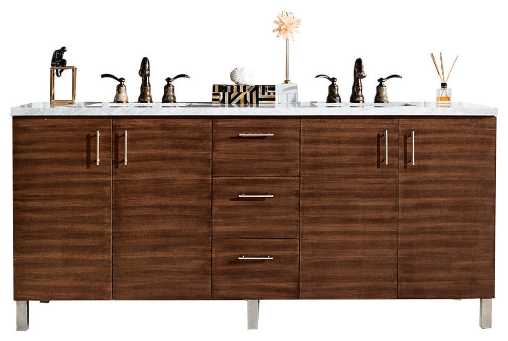 Metropolitan 72" Double Vanity, American Walnut, Charcoal Soapstone