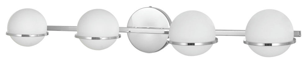 4 Light Halogen Vanity Polished chrome Finish<br>with White Glass