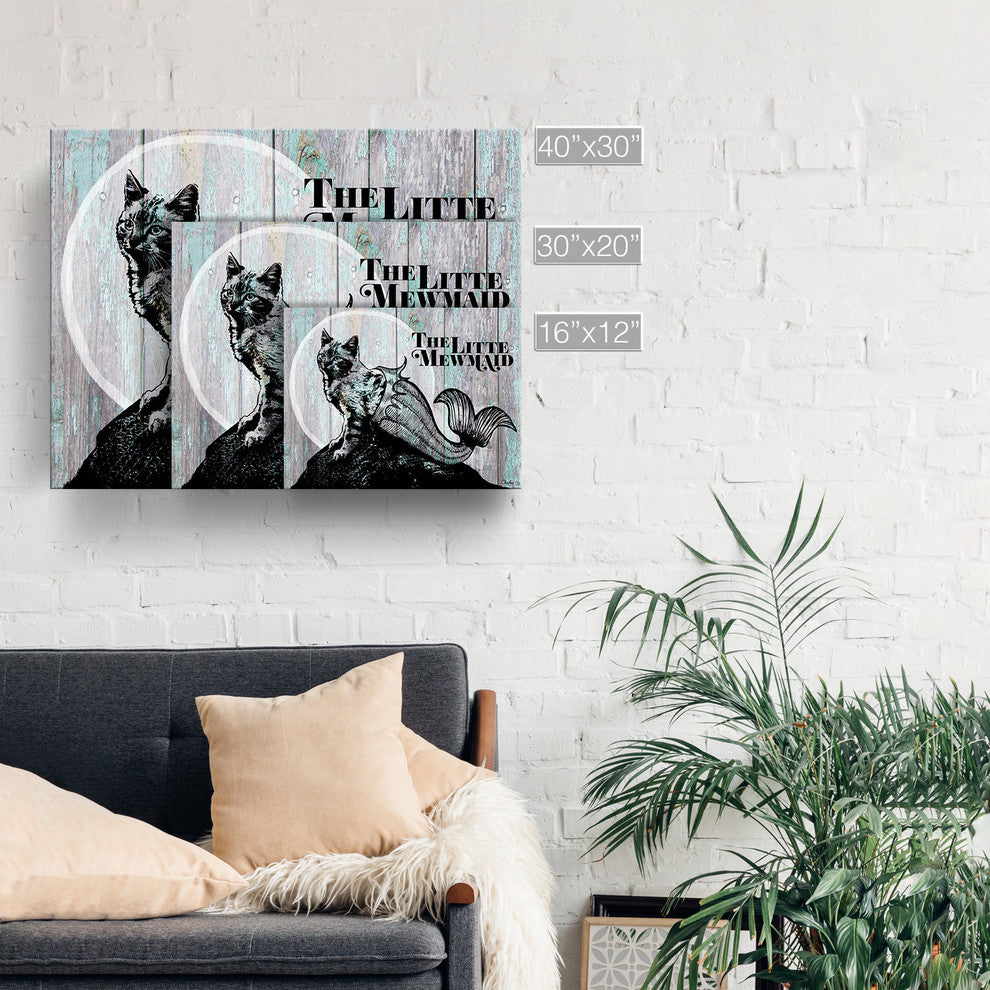 Ready2HangArt 'Little Mewmaid' Wrapped Canvas Cat Wall Art, 30"x40"