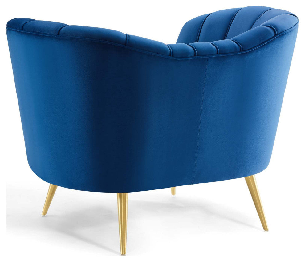 Armchair Accent Chair, Velvet, Blue Navy, Modern, Living Lounge Hospitality
