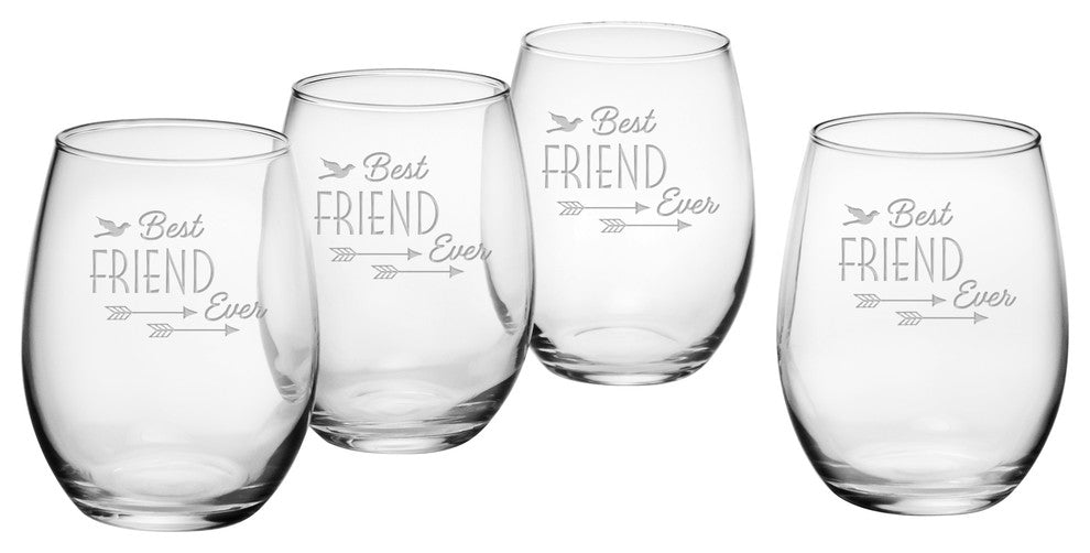 "Best Friend Ever" Stemless Wine Glasses, Set of 4
