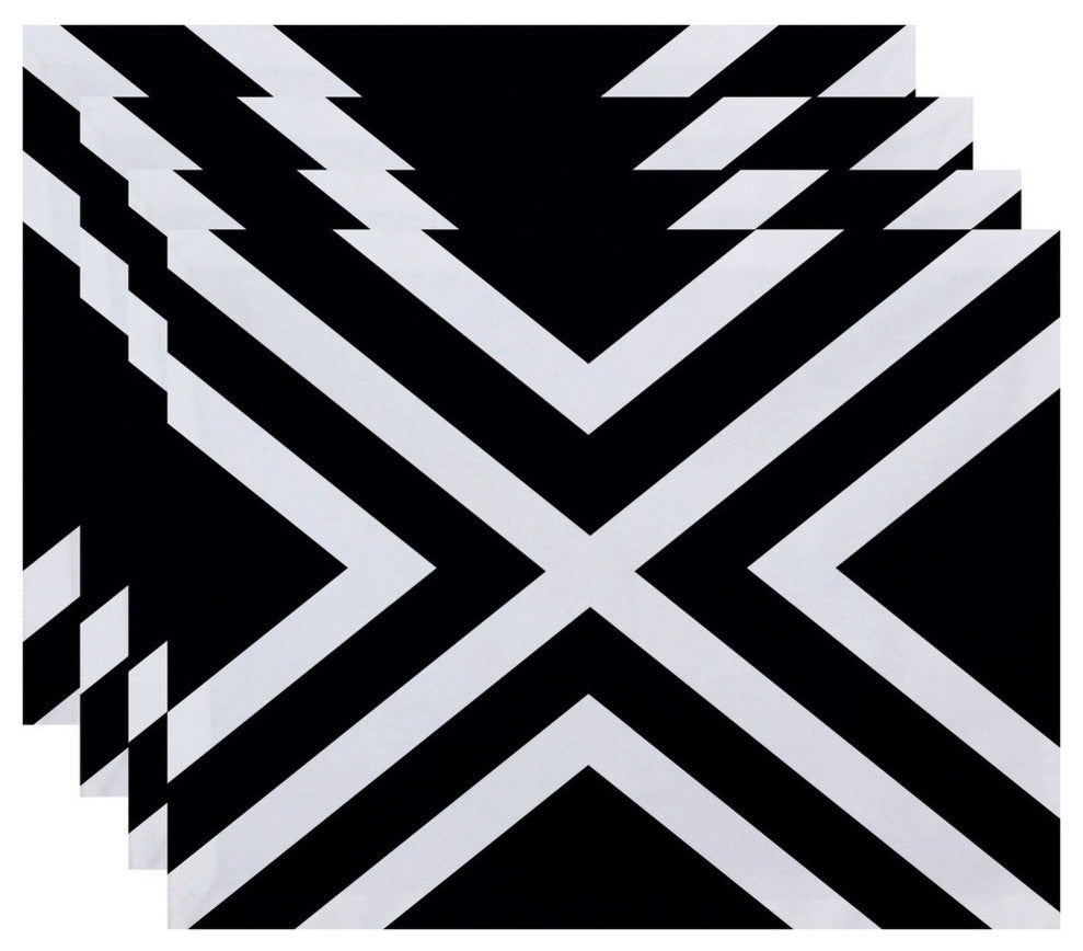"x" Marks The Spot Stripes Print Placement, Bewitching, Set of 4
