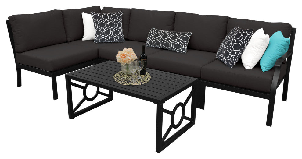 kathy ireland Madison Ave. 6 Piece Aluminum Patio Furniture Set 06q, Onyx