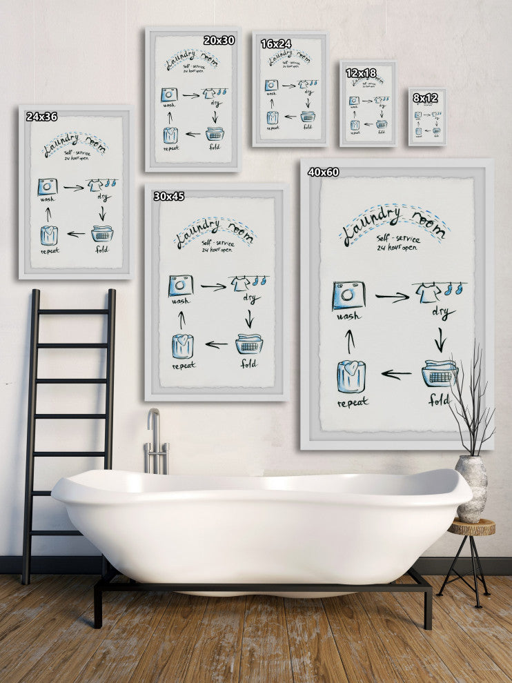 "Laundry Room Cycle" Framed Painting Print, 8x12