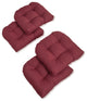 19" U-Shaped Solid Spun Polyester Tufted Dining Chair Cushions, Set of 4, Merlot