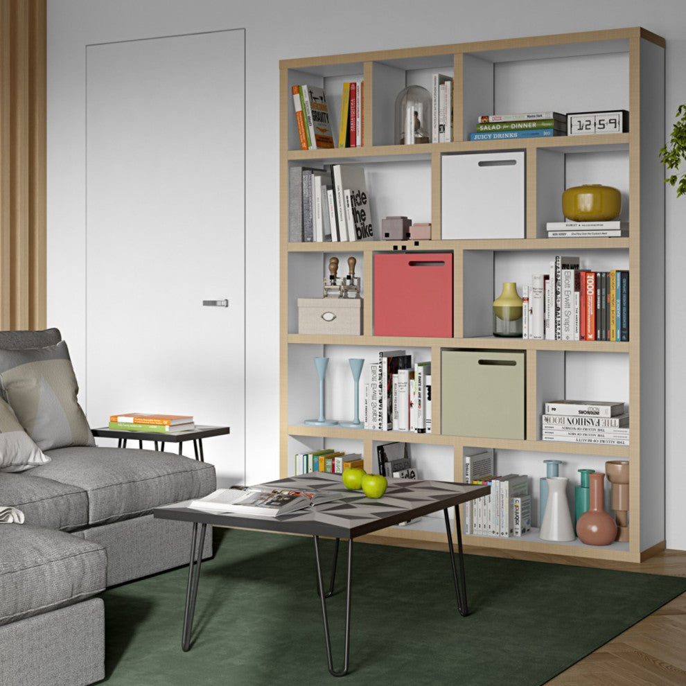 Contemporary Large Thick Wood Modular Shelves, White/Layeredge