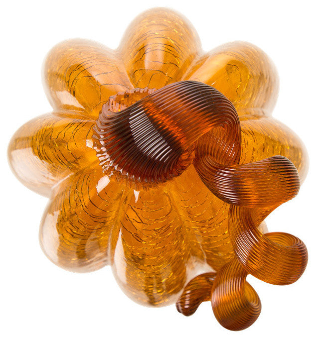 Tall Glass Pumpkin, Amber Crackle