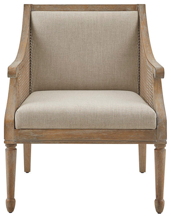 Martha Stewart Isla Reclaimed Natural Cane Inset Armchair, Natural Solid