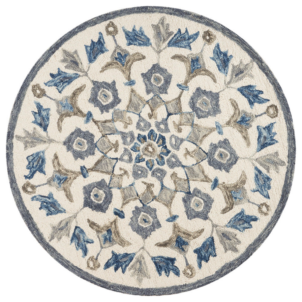 Blue Floral Area Rug