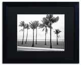 'Florida BW Beach Palms' Matted Framed Canvas Art by Preston
