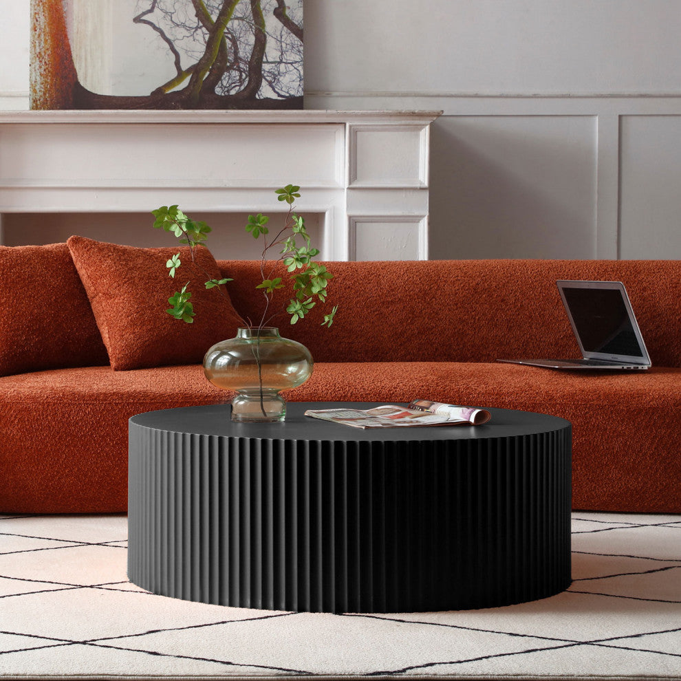 Gewnee Contemporary Round Coffee Table , Matt Black